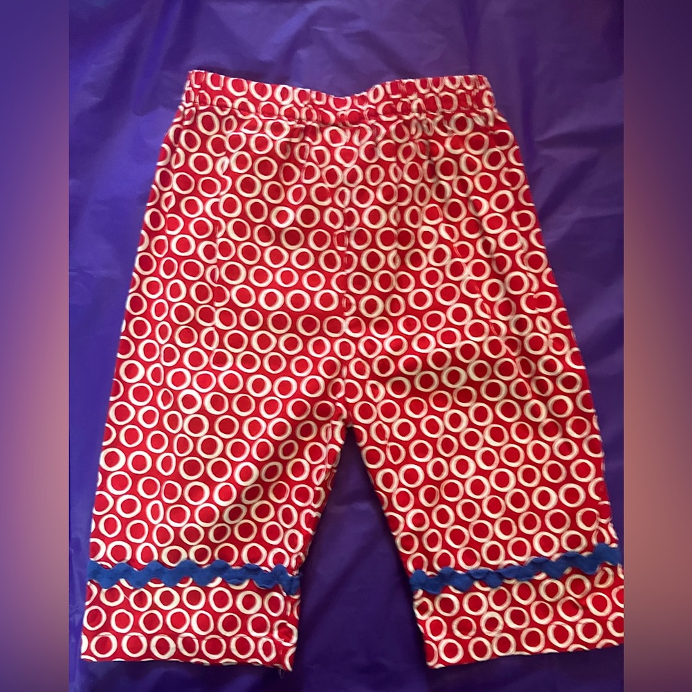 Funtasia too! red polka white blue dot rick rack patriotic capri girls size 5